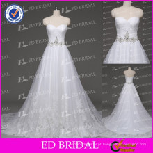 China Supplier A-line Sweetheart Neckline Lace Appliqued Beaded Fotos reais dos últimos vestidos Designs